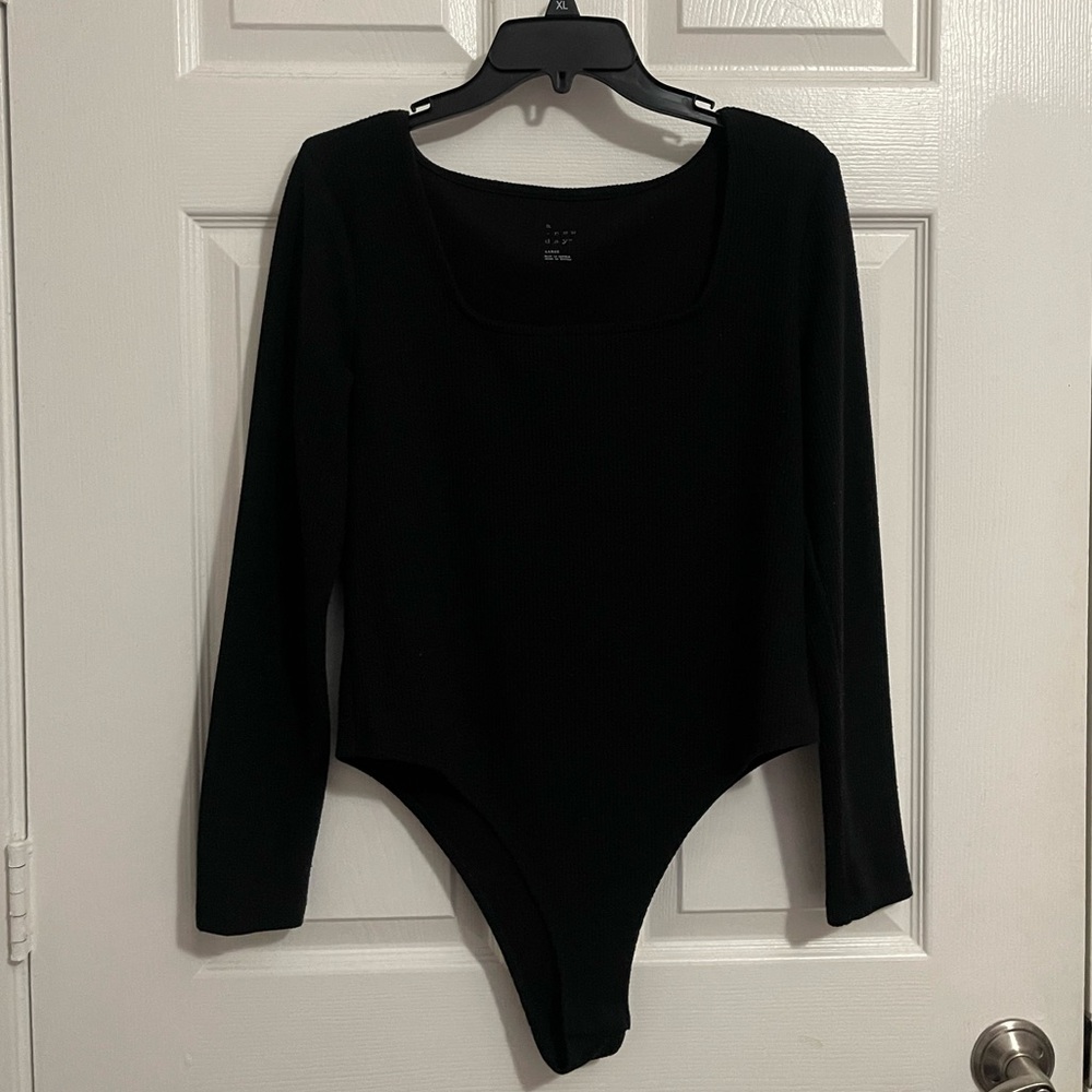 A new day Black Square Neck Bodysuit